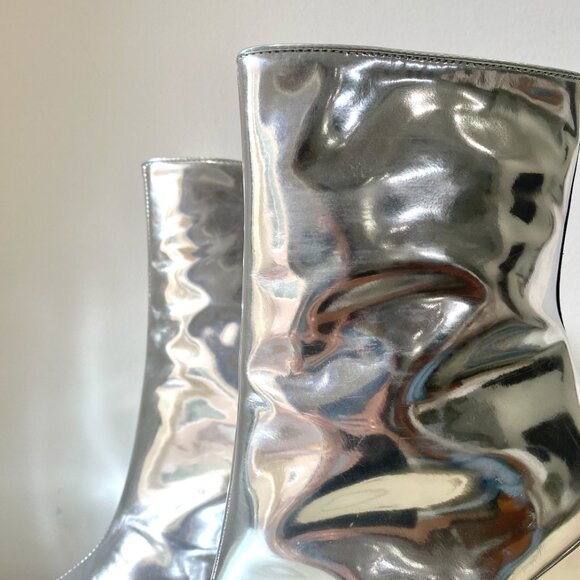SCHUTZ Asya Wedge Silver Boots SIZE 9, Pre-owned Excellent Condition. 4.5" Heel - Picture 3 of 11